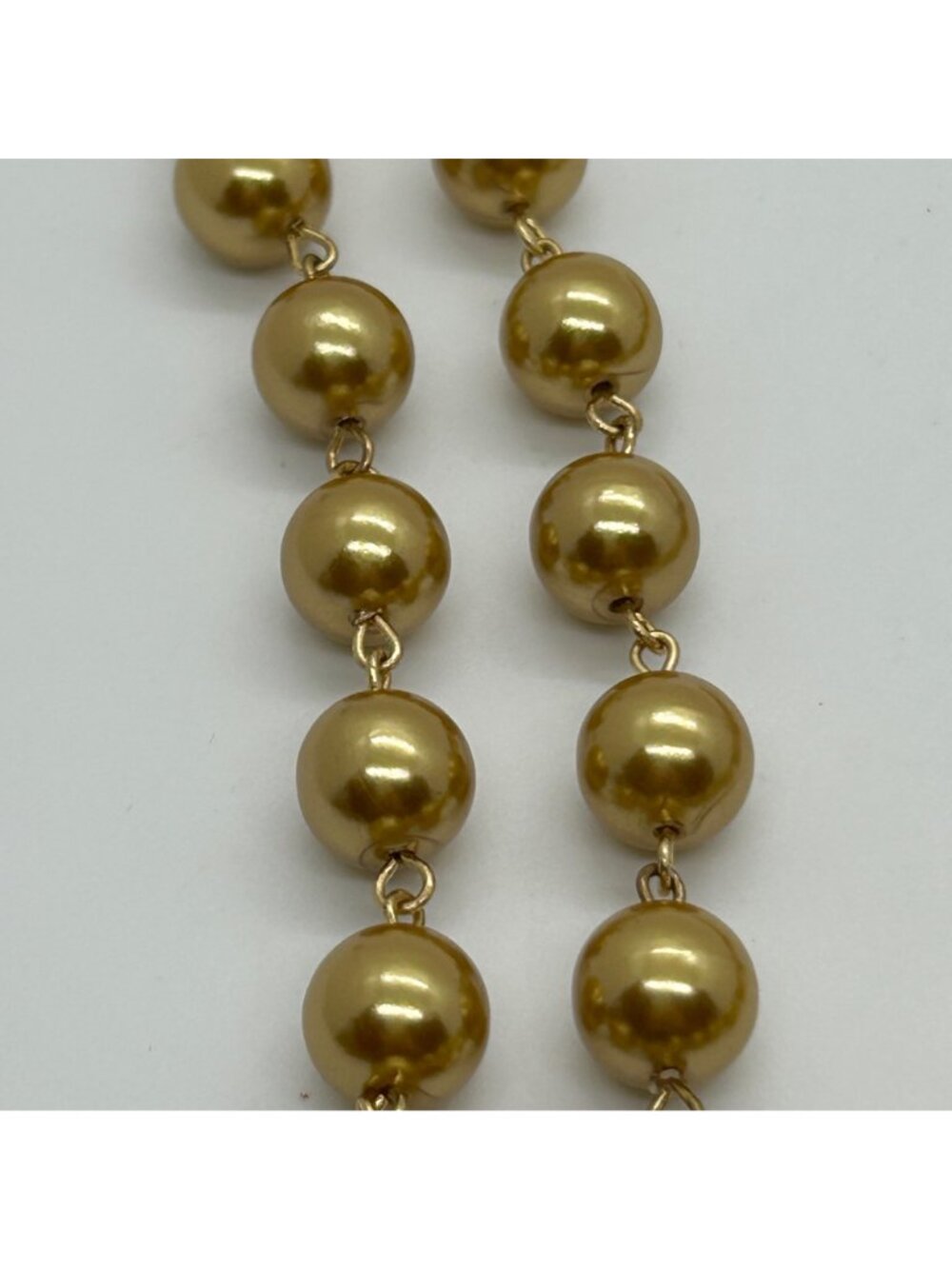 Vintage Joan Rivers Gold Tone Faux Pearl Beads Filigree Bead Necklace 62" Long - Picture 11 of 12